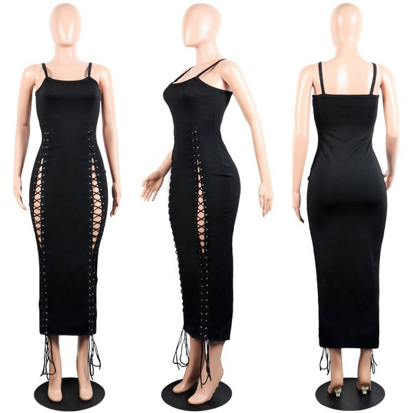 Rochie de damă mulată, cu părți decupate și cravate