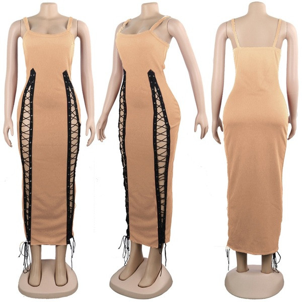 Rochie de damă mulată, cu părți decupate și cravate