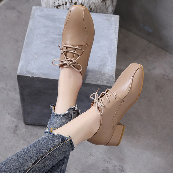 Pantofi dama casual din piele cu sireturi