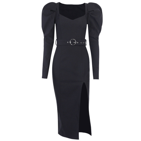 Rochie molata model nou, cu maneci bufante si curea