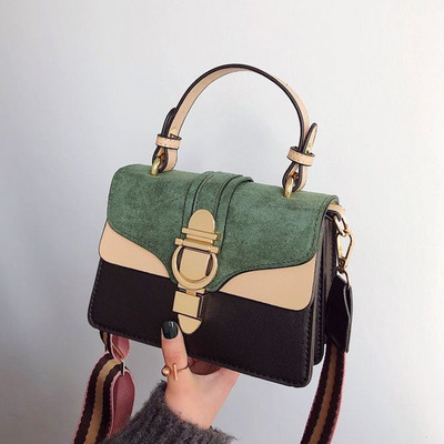 Geanta de dama moderna din piele intoarsa ecologica cu maner textil lung