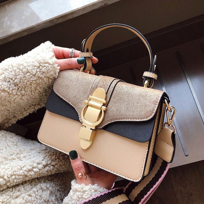 Geanta de dama moderna din piele intoarsa ecologica cu maner textil lung