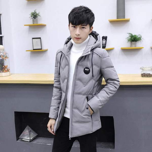 Jachete groase de iarnă pentru bărbați cu glugă - model în gri, verde, roșu și negru