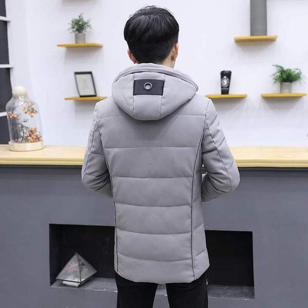 Jachete groase de iarnă pentru bărbați cu glugă - model în gri, verde, roșu și negru