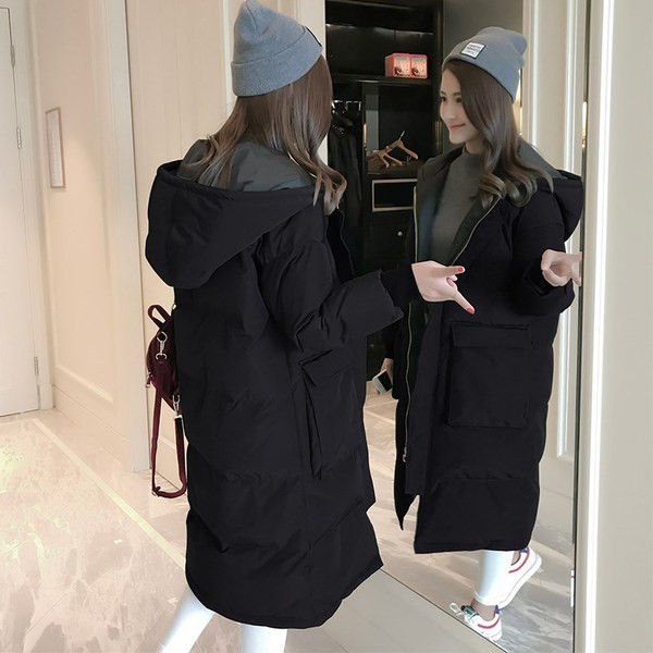 Дамско дебело и дълго зимно яке с качулка в няколко модела