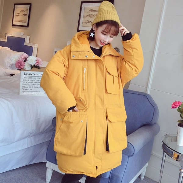 Дамско дебело и дълго зимно яке с качулка в няколко модела