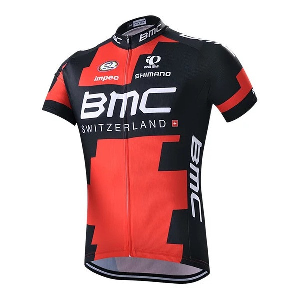 Мъжки спортни екипи за колоездене BMC - червено-черен модел без презрамки