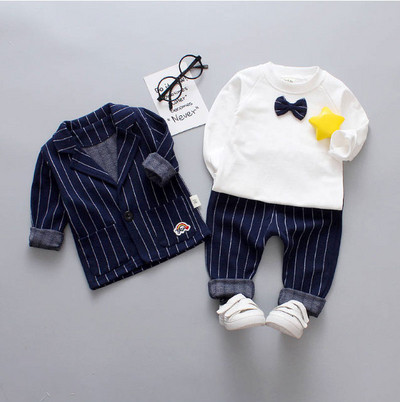 Детски комплект за момчета от три части с панделка в три модела