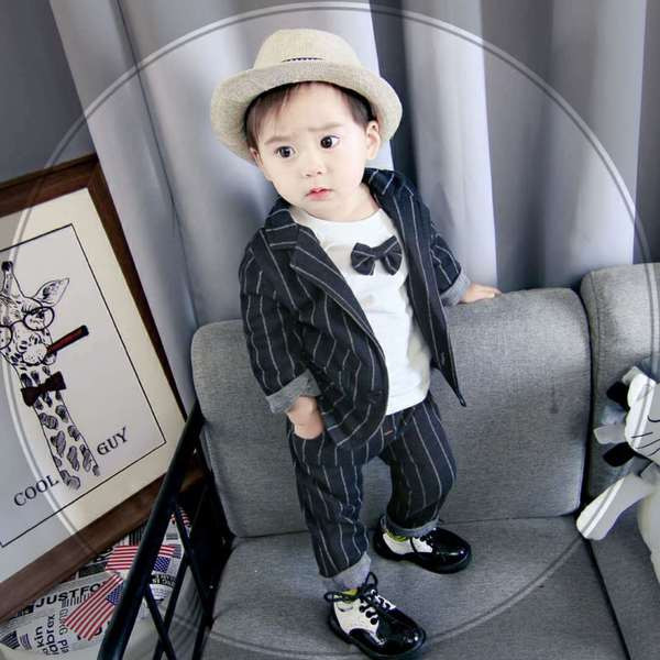 Детски комплект за момчета от три части с панделка в три модела