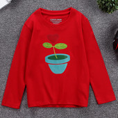 Детска блуза с дълъг ръкав с апикация и различни цветове червен, жълт, розов, бял, черен