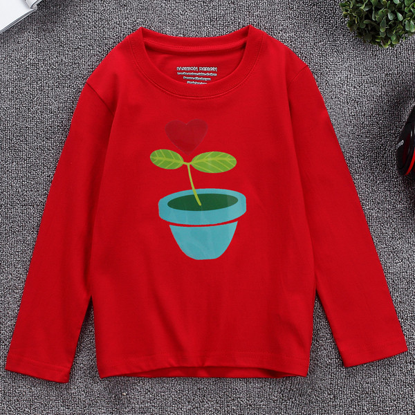 Детска блуза с дълъг ръкав с апикация и различни цветове червен, жълт, розов, бял, черен