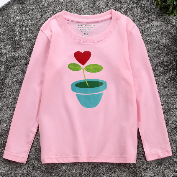 Детска блуза с дълъг ръкав с апикация и различни цветове червен, жълт, розов, бял, черен