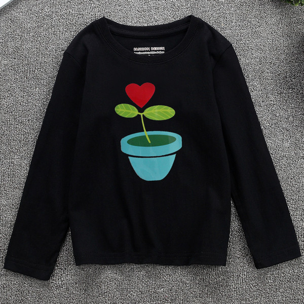 Детска блуза с дълъг ръкав с апикация и различни цветове червен, жълт, розов, бял, черен