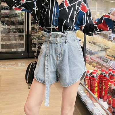 Дамски къси дънкови панталони с деним колан два модела