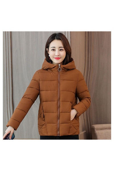 Дамско късо есенно-зимно яке с качулка:  черно, жълто, жълто, сиво