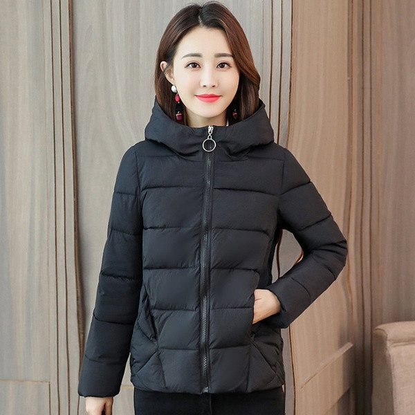 Дамско късо есенно-зимно яке с качулка:  черно, жълто, жълто, сиво