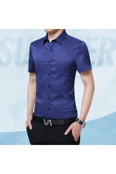 Мъжки модерни ризи с къс ръкав - небесносини, розови,бордо, черни