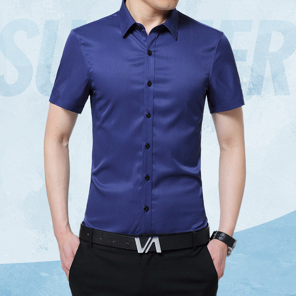 Мъжки модерни ризи с къс ръкав - небесносини, розови,бордо, черни