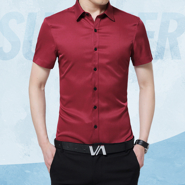 Мъжки модерни ризи с къс ръкав - небесносини, розови,бордо, черни