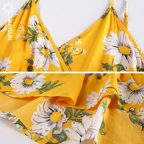 Ежедневна  дамска къса рокля с флорален десен и тънки презрамки 