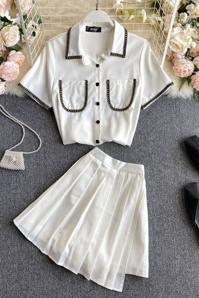 Дамски ежедневен комплект включващ риза и пола