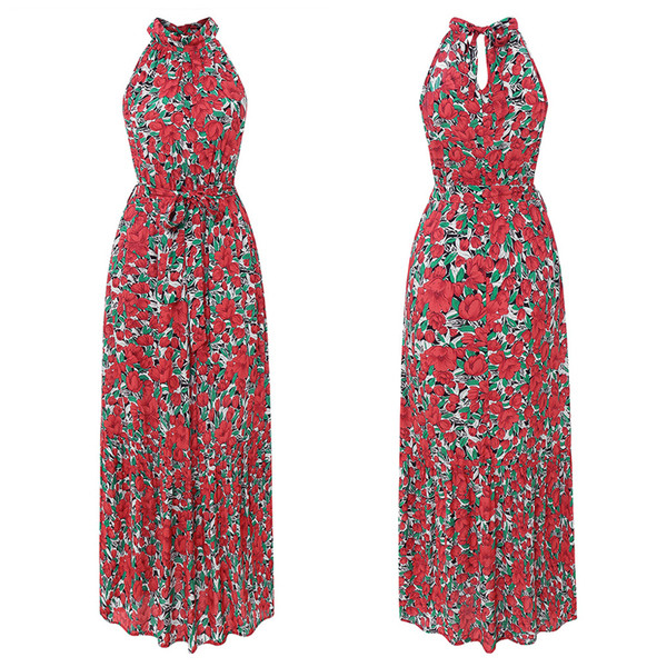 Ежедневна дамска дълга рокля с висока яка и голи рамене 