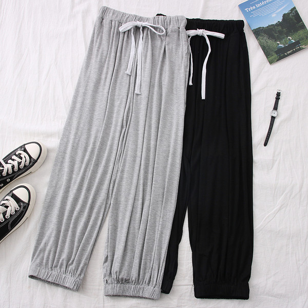 Ежедневни дълги дамски панталони с връзки - широк модел