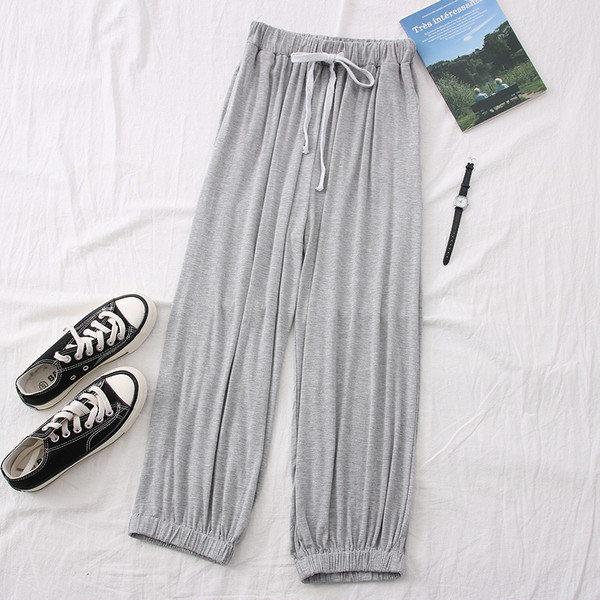 Ежедневни дълги дамски панталони с връзки - широк модел