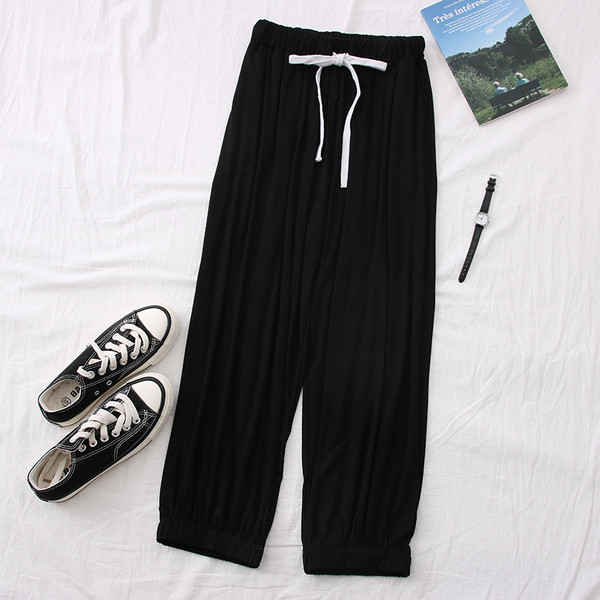 Ежедневни дълги дамски панталони с връзки - широк модел