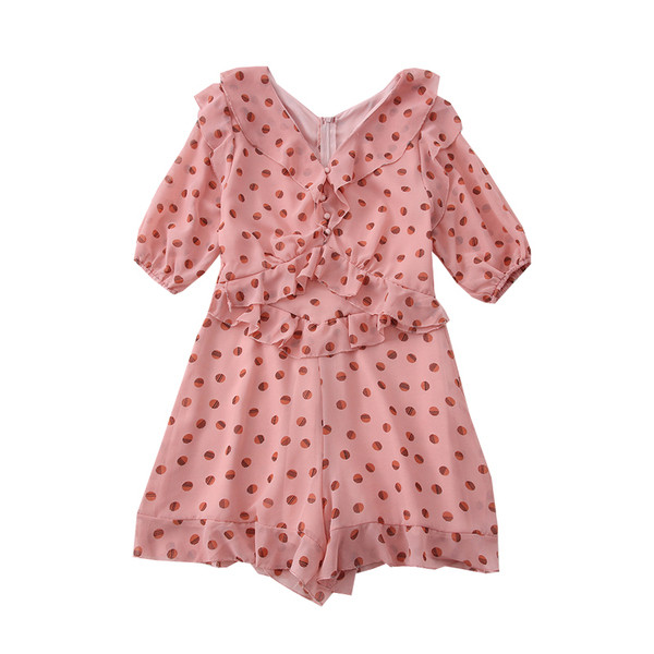 Ежедневен дамски гащеризон на точки с 3/4 ръкав 