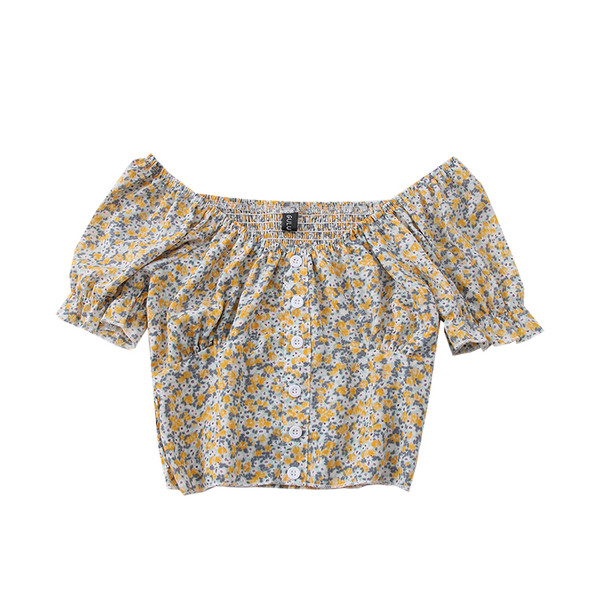 Novi model kratke ženske košulje s lađa izrezom i cvjetnim uzorkom