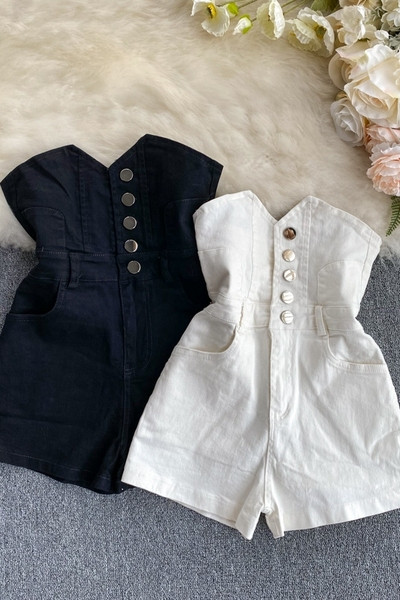 Дамски ежедневни къси панталони с копчета и висока талия