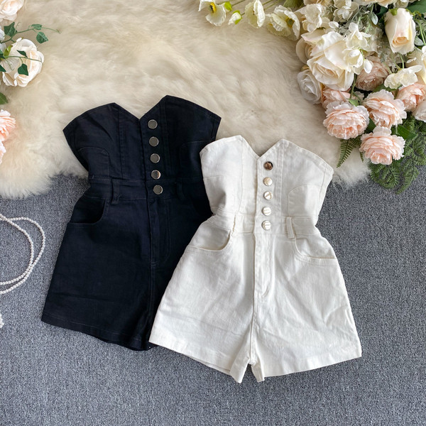 Дамски ежедневни къси панталони с копчета и висока талия