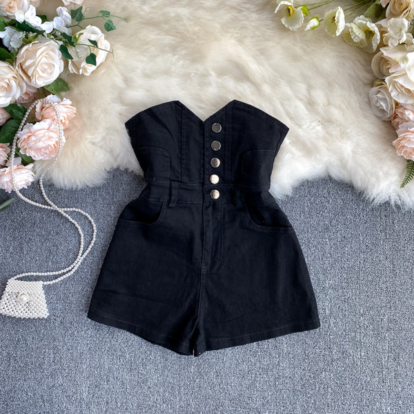 Дамски ежедневни къси панталони с копчета и висока талия