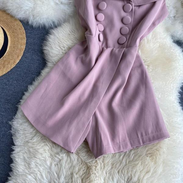 Къс дамски гащеризон  в розов цвят 