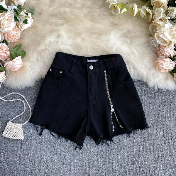 Ежедневни дамски къси панталони с висока талия и цип