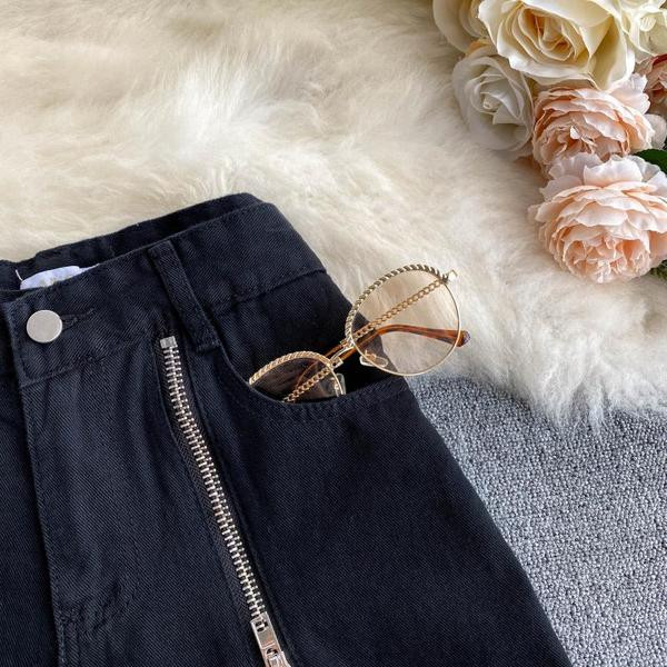 Ежедневни дамски къси панталони с висока талия и цип