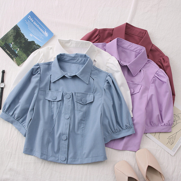 Ежедневна дамска риза с класическа яка и джобове