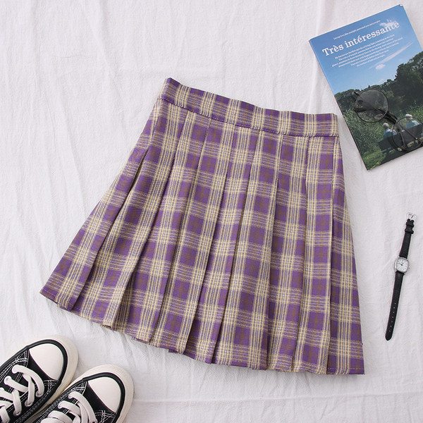 Нов модел карирана дамска пола с висока талия