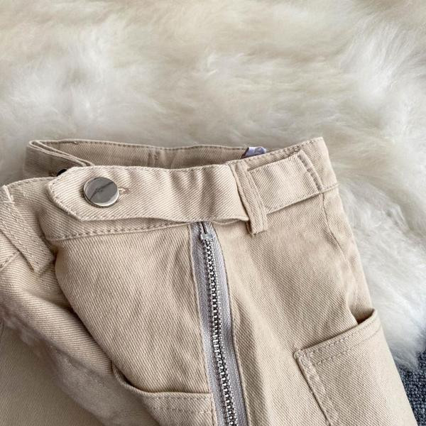 Модерни дамски къси панталони с висока талия и цип 