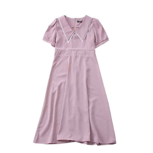 Нов модел ежедневна дамска рокля с къс ръкав - разкроен модел