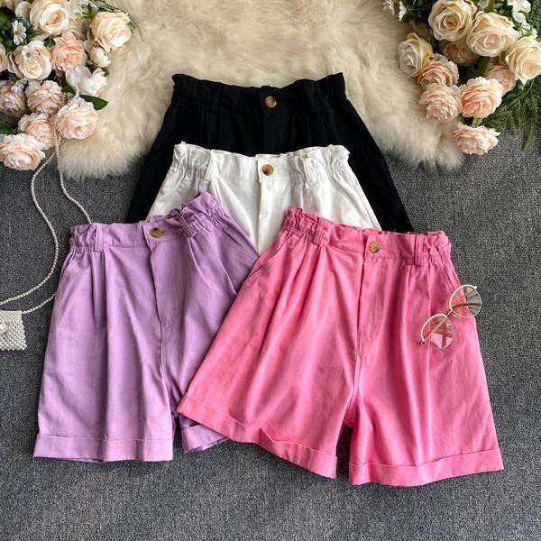 Ежедневни дамски къси панталони с висока талия  и джобове