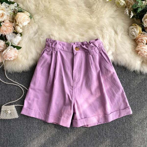 Ежедневни дамски къси панталони с висока талия  и джобове