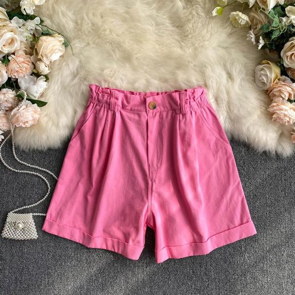 Ежедневни дамски къси панталони с висока талия  и джобове