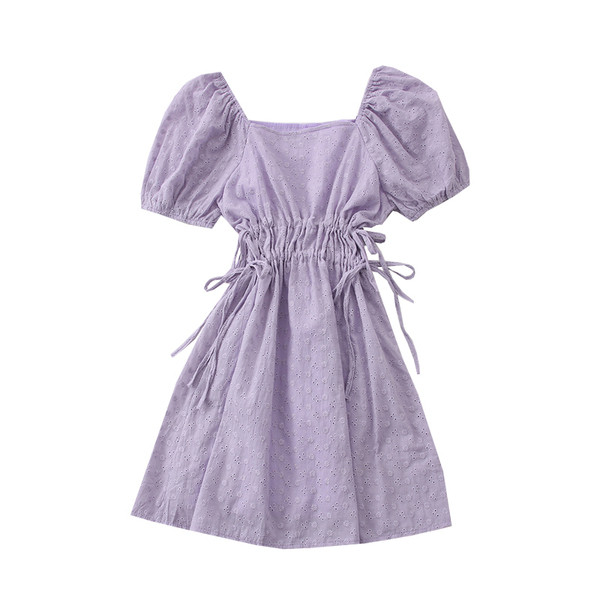 Модерна дамска рокля с квадратно деколте и връзки