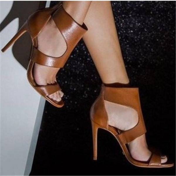 Нов модел дамски сандали с висок ток и цип