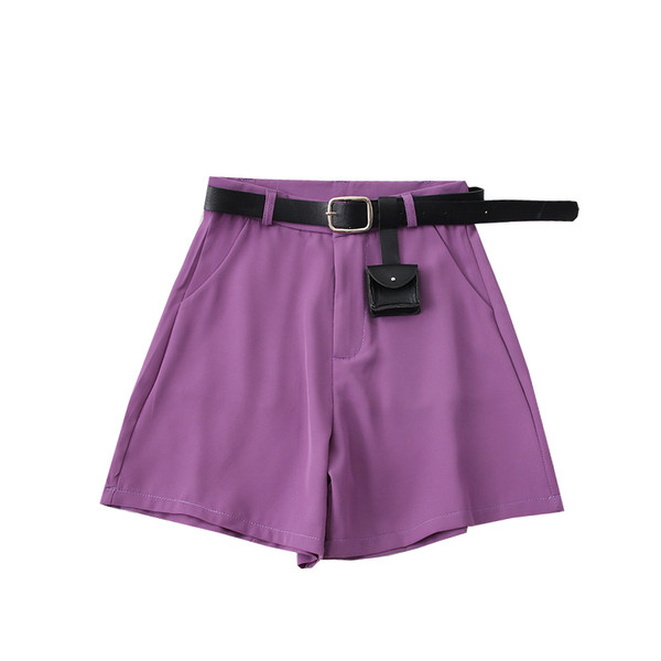 Нов модел къси дамски панталони с колан - висока талия