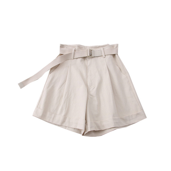 Модерни къси дамски панталони с колан и джобове