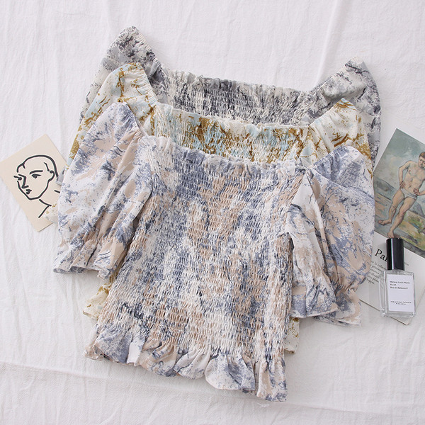 Дамска блуза с лодка деколте и къс ръкав - нов модел