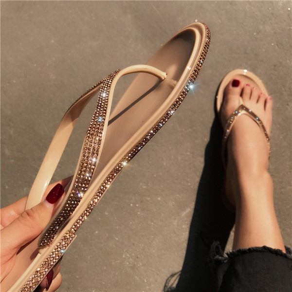 Ежедневни дамски чехли с камъни 